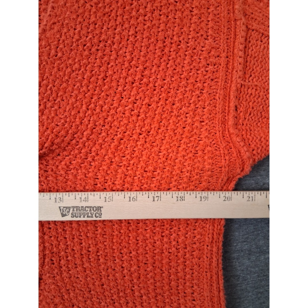 Free People Womens Sweater S Orange Knit Twist Front Crop Oversize 100% Cotton - Picture 5 of 9